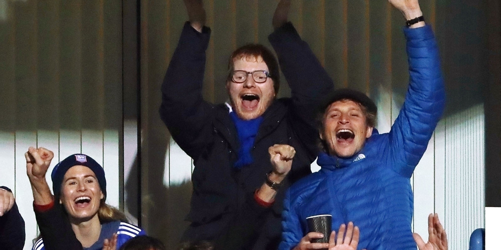 Ed Sheeran & Wife Cherry Seaborn Cheer On Ipswich Football Team