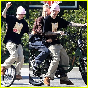 Justin Bieber Hops On A Unicycle & A Bike With Wife Hailey