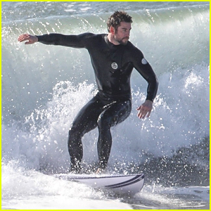 Liam Hemsworth Hits The Waves For Surf Break in Malibu