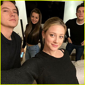 Lili Reinhart, Cole Sprouse, & Casey Cott Don Matching Outfits for Cute Selfie