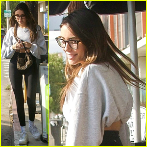 Madison Beer Wears Gray Cropped Sweater For Lunch Outing