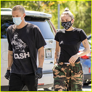 Miley Cyrus Wears a Gucci Face Mask for an Outing with Cody Simpson