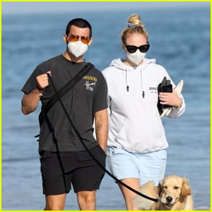 Joe Jonas & Sophie Turner Take a Sunny Stroll Together at the Beach