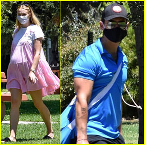 Pregnant Sophie Turner Wears a Cute Pink Dress at the Park with Joe Jonas!