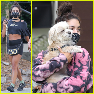 Vanessa Hudgens, 31, is seen relaxing with her dog after