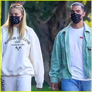 Sophie Turner & Joe Jonas Wear Matching Face Masks For Neighborhood