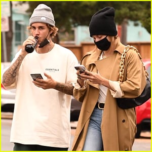 Justin & Hailey Bieber Step Out in Beanies for Lunch Run