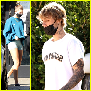 Justin Bieber Stops By A Friend's House While Wife Hailey Meets Up With Friends in LA