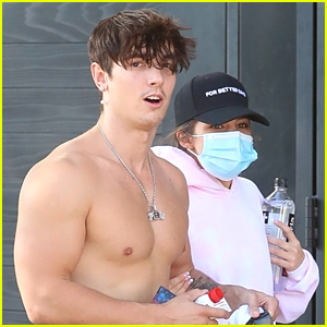 Bryce Hall Shows Off Ripped Shirtless Body While Leaving The Gym With Addison Rae