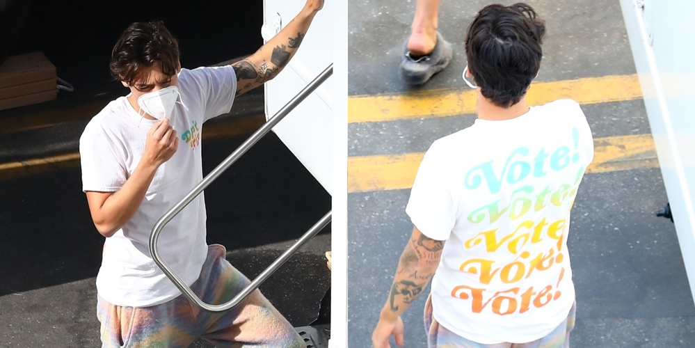 Harry Styles Wears a 'VOTE' Shirt on 'Don't Worry Darling' Set (Photos), Chris Pine, Dont Worry Darling, Harry Styles, Nick Kroll, Olivia Wilde