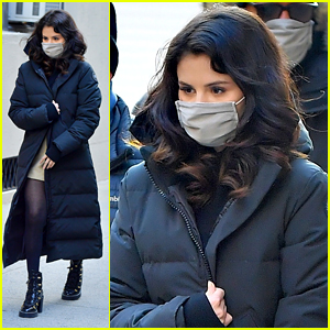 Selena Gomez In Miu Miu Puffer Coat @ set of Only Murders in the