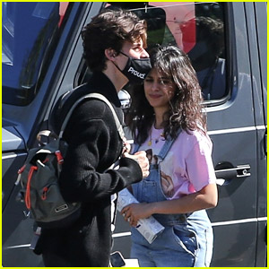 Camila Cabello Wears 'Friends' Shirt While Arriving on Set with Shawn Mendes