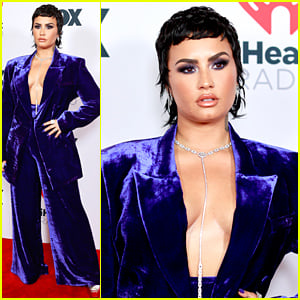 Demi Lovato Rocks Velvet Suit at iHeartRadio Music Awards 2021