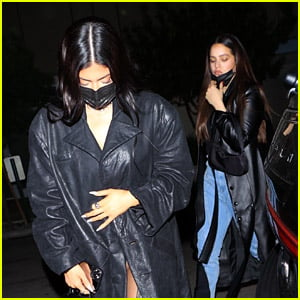 Kylie Jenner & Rosalia Match in Black Trenchcoats at Dinner! | Kylie ...