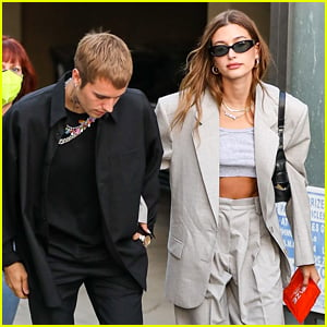 Justin & Hailey Bieber Match in Monochrome Outfits at Church Service