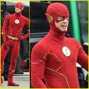 Grant Gustin Photographed On Set For 'The Flash' Season 8 For the First Time!