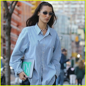 Bella Hadid Sports a Blue Button Down for a Day Out in NYC