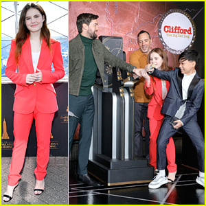 Darby Camp & Co-Stars Light Up the Empire State Building 'Clifford Red'