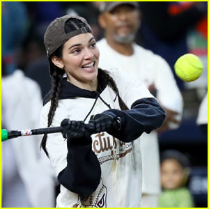 Kendall Jenner Shows Off Her Softball Skills While Playing in Travis Scott's  Charity Game!, Kendall Jenner, Travis Scott