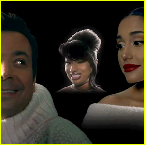 Watch Ariana Grande S Masked Christmas Video Read The Lyrics Here Ariana Grande Christmas Coronavirus Jimmy Fallon Megan Thee Stallion Music Music Video Just Jared Jr