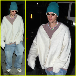 Justin Bieber Sports a Teal Beanie to Churchome Service in Beverly Hills