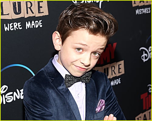 Winslow Fegley Poses on a red carpet, dream casting for Percy Jackson series