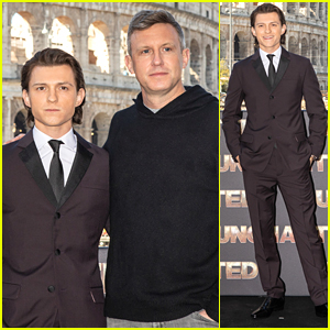 Tom Holland Joins Director Ruben Fleischer at 'Uncharted' Rome Photo Call