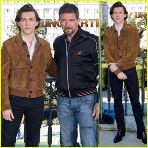 Tom Holland & Antonio Banderas Step Out for 'Uncharted' Photo Call in Madrid