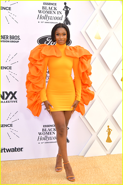 Coco Jones on the carpet at the Essence Awards