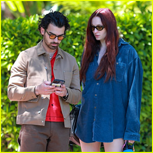 Pregnant Sophie Turner Wears Denim Shirt Dress for Lunch Outing with Joe Jonas