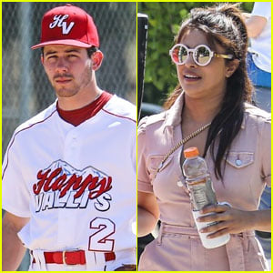 Nick Jonas Plays A Game of Baseball with Wife Priyanka Chopra Cheeting Him On!
