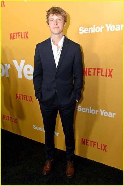 Tyler Barnhardt on the Senior Year premiere carpet