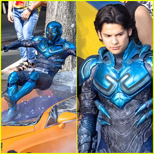 Xolo Maridueña Gets Into Full Costume On the Set of 'Blue Beetle' - See The Photos!