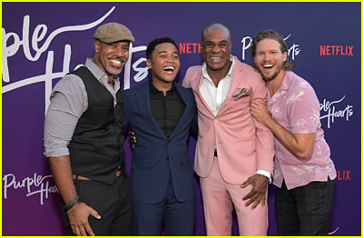 Asante Jones, Chosen Jacobs, Leroy Edwards III and Scott Deckert at purple hearts screening