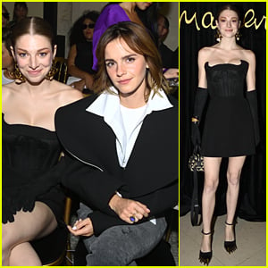Hunter Schafer Sits Front Row at Schiaparelli Fashion Show with Emma Watson