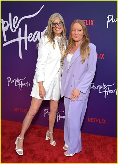 Kaitlin Huwe and Elizabeth Allen Rosenbaum at purple hearts screening