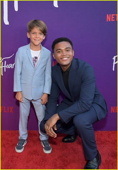 Theo Rosenbaum and Chosen Jacobs at purple hearts screening