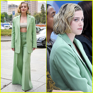 Lili Reinhart Wears Green Suit For Max Mara Fashion Show In Milan