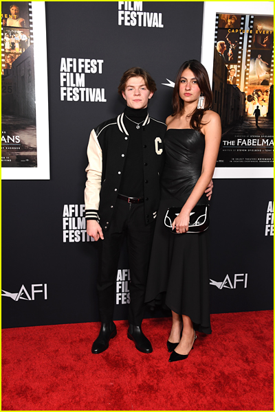 Oakes Fegley and Priya Francis on the red carpet at the Fabelmans premiere at AFI Fest