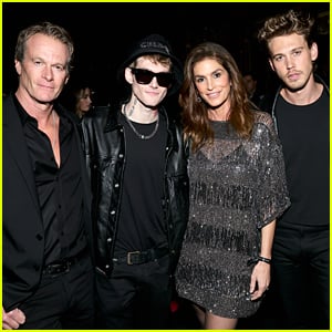 Austin Butler Joins Girlfriend Kaia Gerber's Family to Watch Her Walk In Celine Fashion Show
