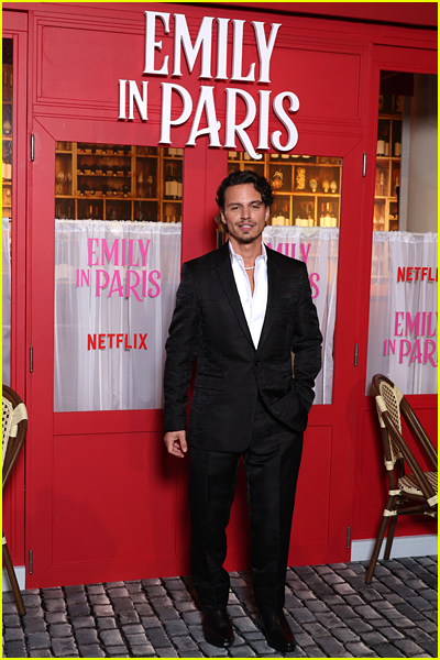 Kevin Dias at the Emily In Paris season three premiere