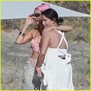 Selena Gomez & BFF Nicola Peltz Share Big Hug During Beach Day in Cabo