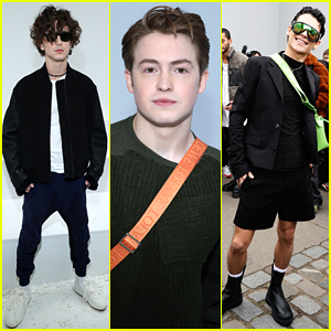 Timothee Chalamet, Kit Connor & Omar Rudberg Step Out for Loewe Fashion Show