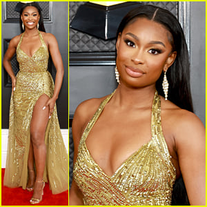 Coco Jones Matches the Trophy in Gold at the Grammys 2023
