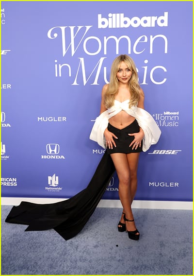 Sabrina Carpenter on the carpet at the Billboard Women in Music Awards