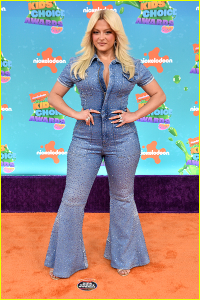 Bebe Rexha on the Kids' Choice Awards Orange Carpet
