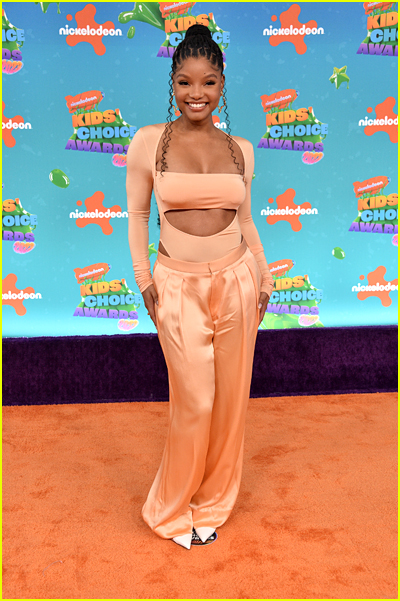 Halle Bailey on the Kids' Choice Awards Orange Carpet