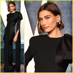 Hailey Bieber Wore a Sleek Black Evening Gown at the 2023 Oscars After-Party