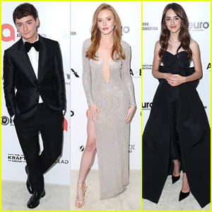 Noah Schnapp, Abigail Cowen & More Attend the Elton John AIDS Foundation Oscars Party