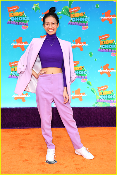Linda Dong on the Kids' Choice Awards Orange Carpet